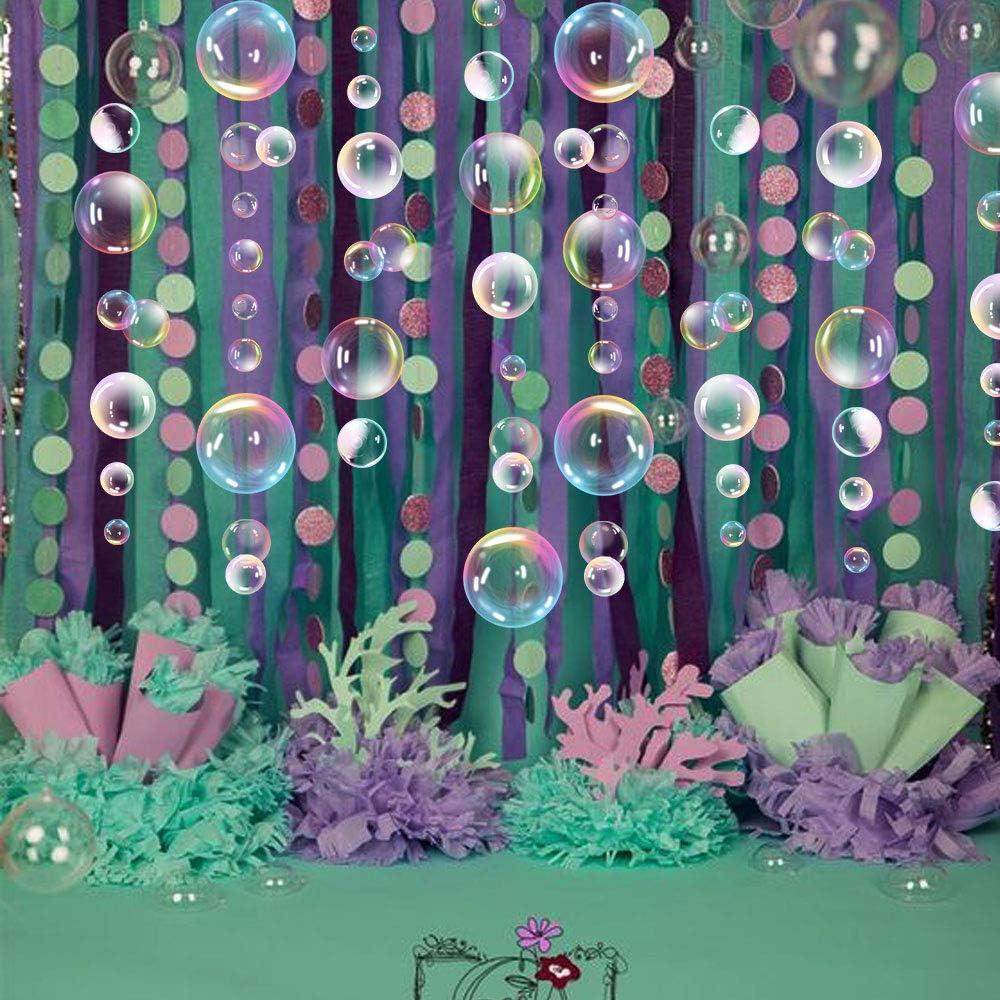 Transparent Bubble Wall Decal Sticker Cutout Kid's Under The Sea Birthday Party Decoration Blue White Colour Bubble Ocean Background Decor Water Soap