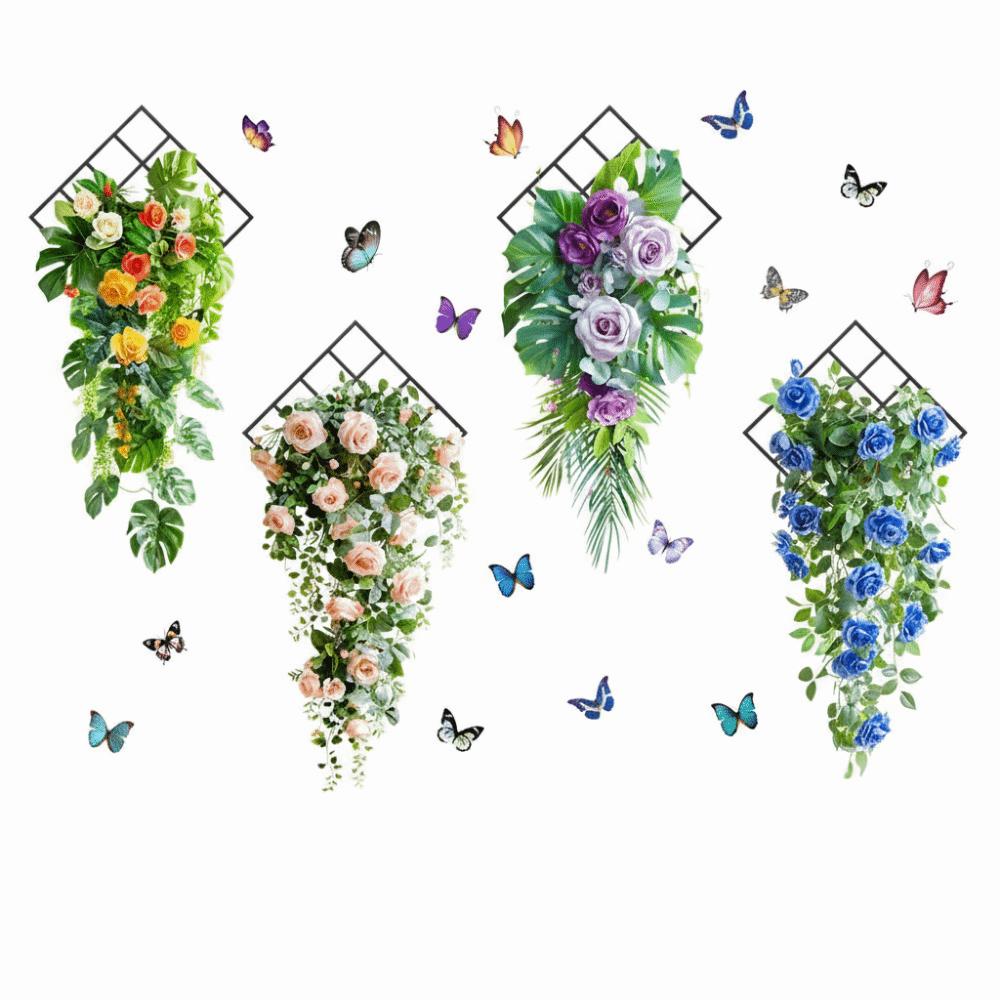 Flower & Butterfly Wall Sticker Multicolor Beautifual Decals  Background Wall
