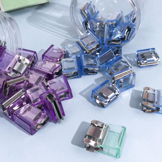 Transparent Metal Push Clips with Storage Case Multi-Purpose Binder Clip for Pants Hem Book Documents Reusable Colorful Paper Clamp for Office School