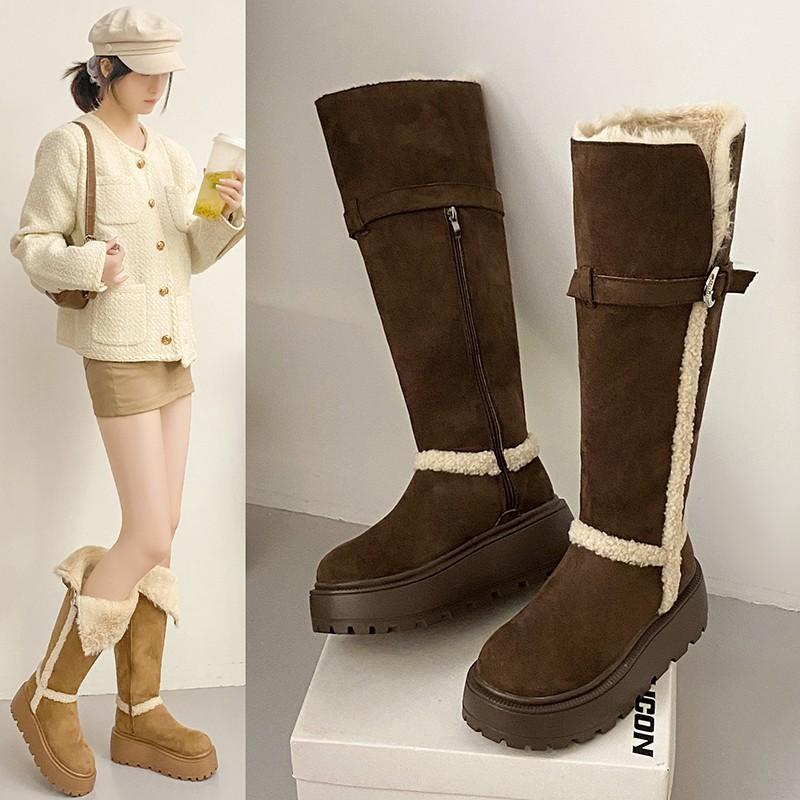 Versatile but knee snow boots 2025 winter new velvet women's boots two wear thick-soled warm high boots