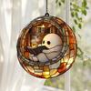 Halloween Acrylic Suncatcher Adorable Ghost Reading Book Pendant Black Cat Teacup Spooky Window Hanging Decoration for Home Parties Festivals