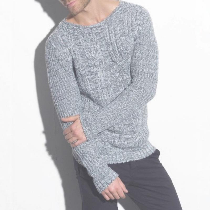 Men S Solid Color Crew Neck Long Sleeve Knit Sweater