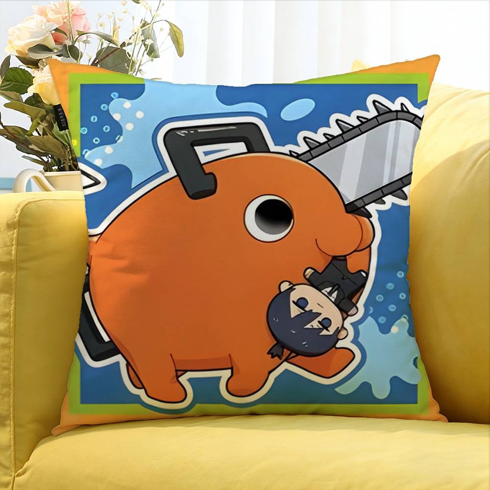 P-Pochita World Various Sizes Square Pillow Case For Car Home Bedchamber Decor
