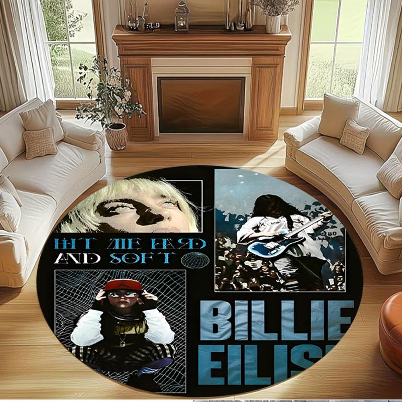 Billie Eilish Print Round Rug, Washable Floor Carpet, For Entryway Dorm Laundry Room Office Study, Home Decor Birthday Christmas Gift