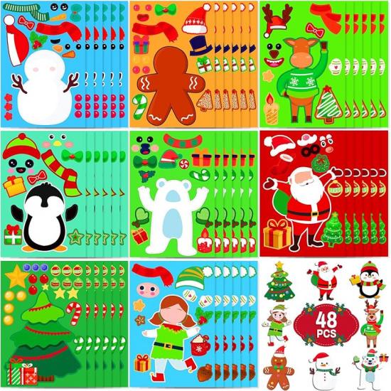 Max Fun 48 Pack Christmas Stickers for Kids Bulk Cute Holiday Stickers Funny DIY Crafts Activities Party Favors Game Gifts for Boys Girls Christmas