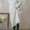 Johnature Women Vintage Winter Dresses Warm Thick O-Neck Long Sleeve Pockets Female Robes High Waist Dresses
