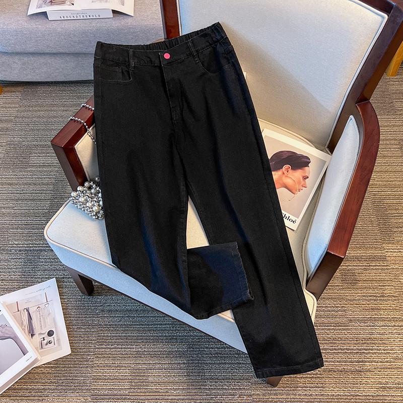Plus Size Women's High Waist Denim Pants - Casual, Slimming, Loose Fit (3373)