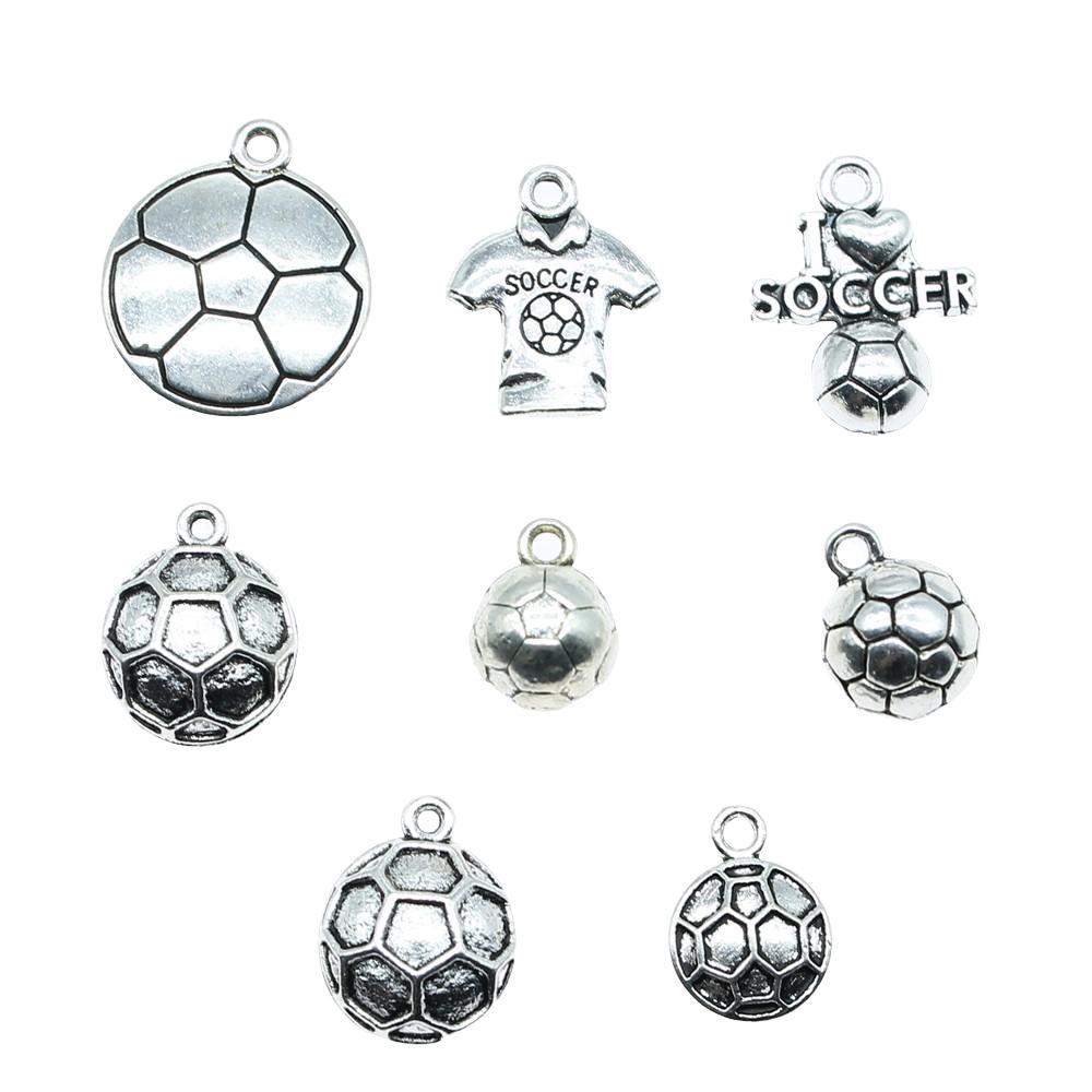 10pcs Soccer Charms Antique Silver Color Soccer Pendant Charms Sport Soccer Charms For Jewelry Making DIY Craft