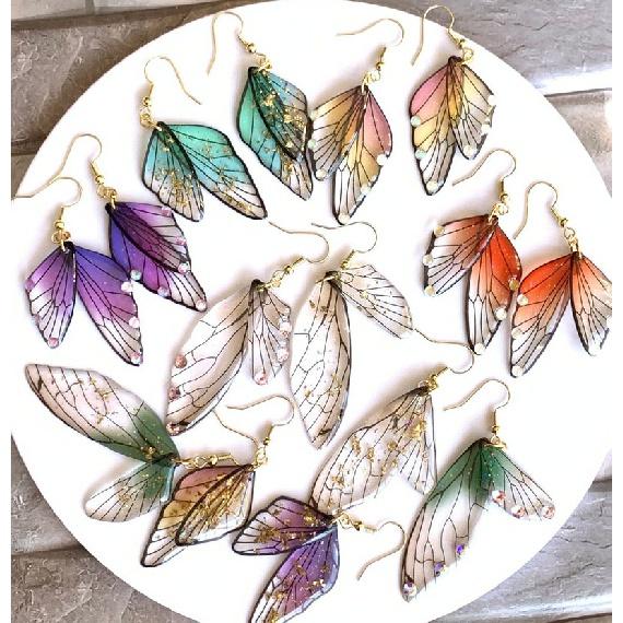 

Градиентные серьги с крыльями бабочки Enchanted Fairly Wing, висячие серьги ручной работы, нежные ювелирные изделия для женщин, друзей, праздник