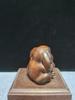 Chinese Vintage Boxwood Carved Cute Rabbit Statue Collection Figurines Gift Art