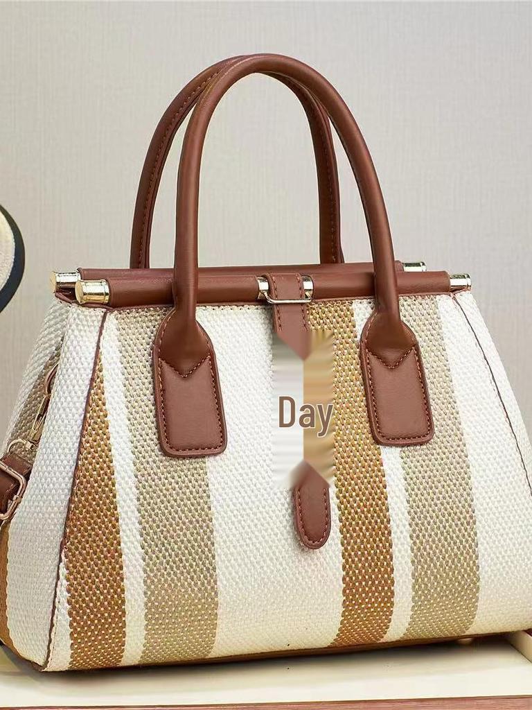 2024 Plaid Color-Block Women's Crossbody Handbag - Imitation Woven, Large Capacity, Fashion Forward