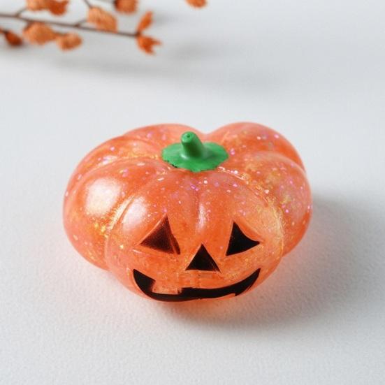 Slow Rebound Pumpkin Toys 1/4Pcs Halloween Stress Relief Toy, Smiling Head Squeeze Toy Clear Glitter Office Desk for Relieve Anxiety
