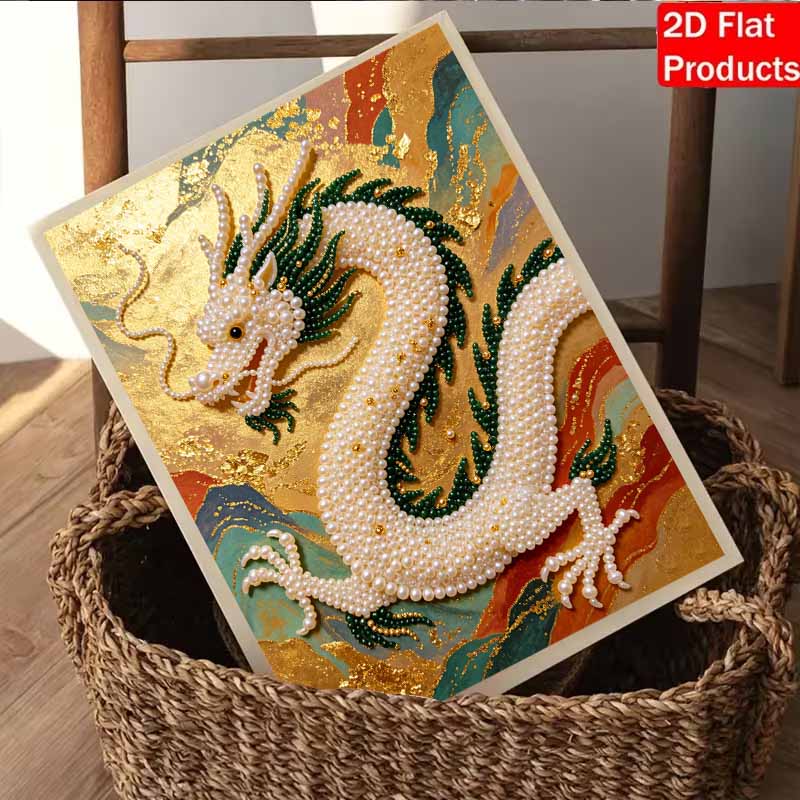 Pearl Art Painting Home Wall Decor Chinese Dragon Pearl Gemstone Painting Picture Crafts Adult/Beginner Gift Creative Home Decor Unframed