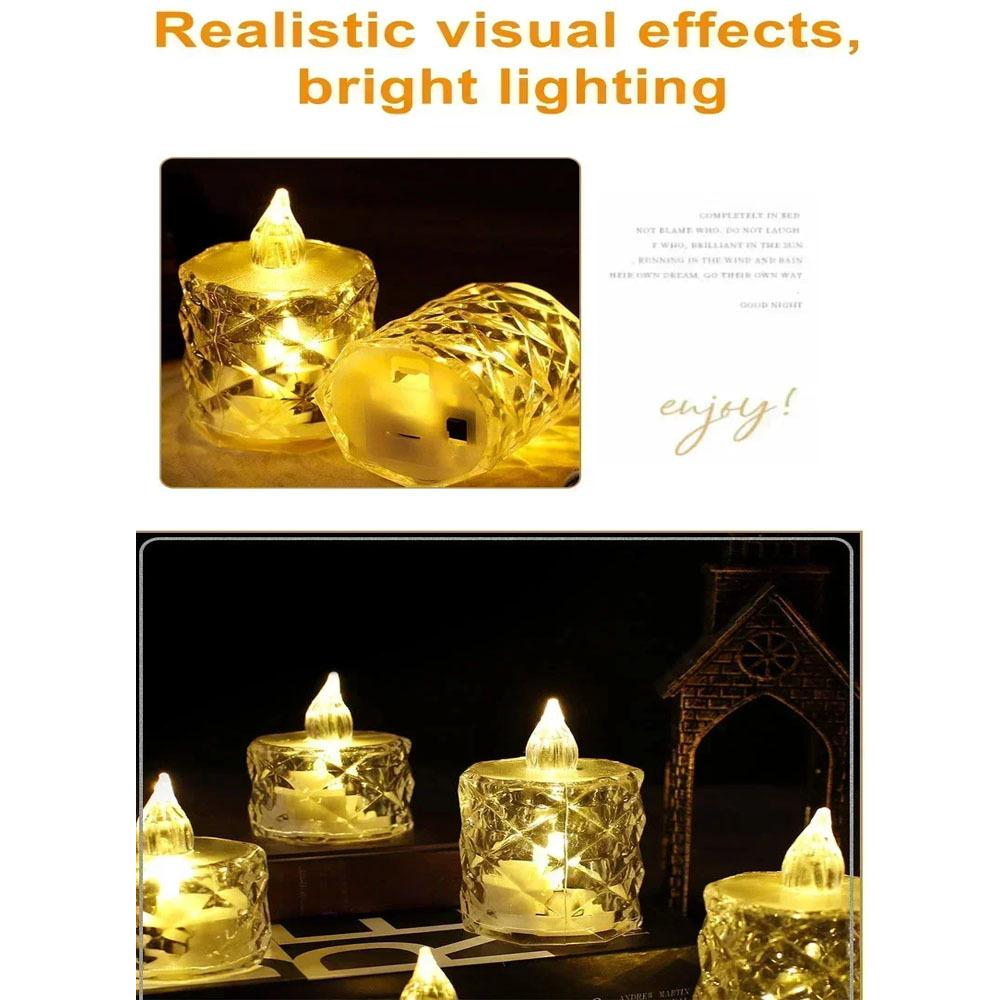 3Pack LED Crystal Candle Light Flameless Candle Light Electronic Night Lamp Dating Party Holiday Home Wedding Decoration