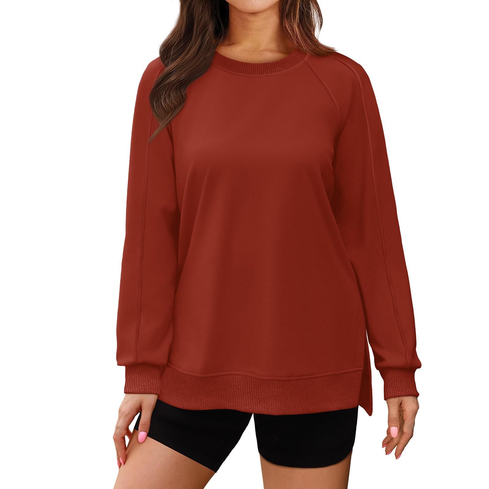 

Женские толстовки большого размера, флисовые толстовки, свитера с длинными рукавами, пуловер, осенняя одежда L коричневый