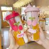 Strawberry Cherry Double Warehouse Water Cup Will Carry Tea Compartment Straw Plastic Cup Girls Exquisite Gift Cup