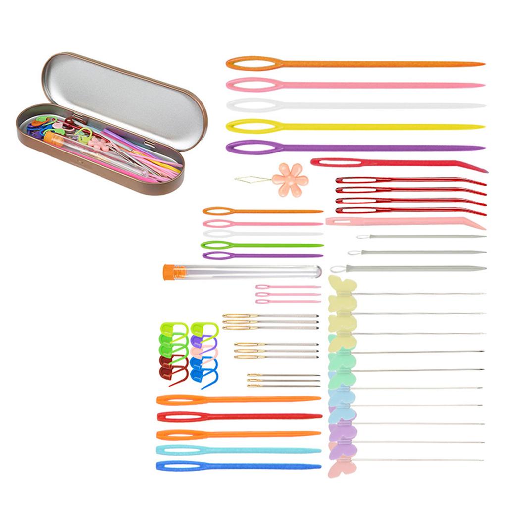 Sewing Needle Set Big Eyes Plastic Sewing Knitting Needle for Children DIY Hand Sewing Crochet Needle Learning Needle