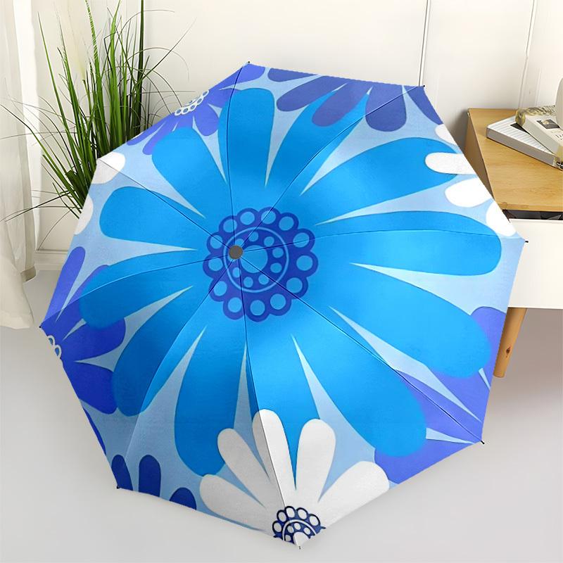 1pc Blue Daisy Automatic Opening/closing Umbrella with Auto Open/Close, Perfect Gift for Friends, Durable Plastic Handle yy250801164