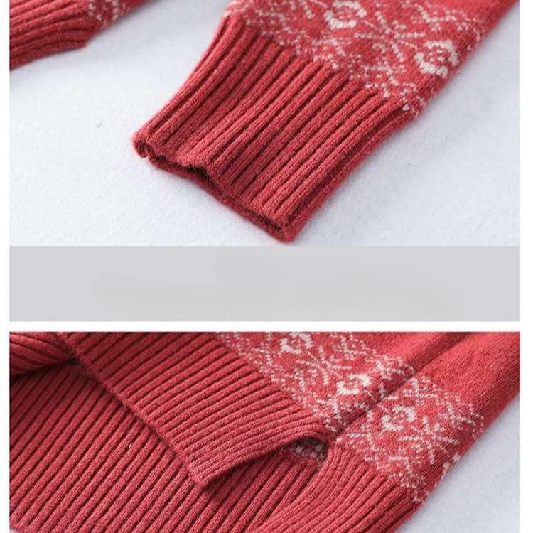 WTEMPO Suéter de punto para mujer Suéter de cuello medio Suéter de mamá suelto Suéter de manga larga de punto