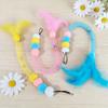 Cat Wand Toy Replacement Cute Caterpillar with Colorful Plush Balls And Feathers Elastic Net Tube Cat Toy Accessory for Kittens Interactive Wand