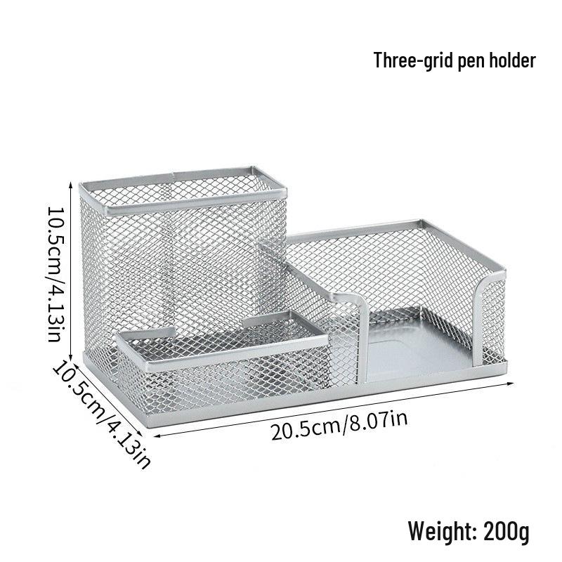 Iron Mesh Multifunctional Pen Holder - Creative Desktop Stationery Organizer for Office & Student Use