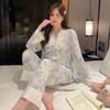 1011 New Pajamas Women's Spring and Summer Thin Silk Ice Silk Long Sleeves Sweet Suit Internet Celebrities Can Wear Outside