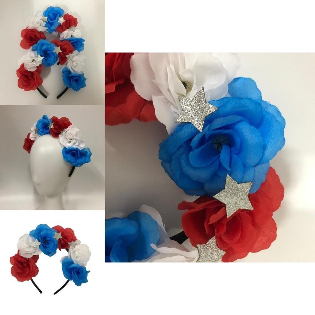 Das Platin-Jubiläum der Königin Rot Weiß Blau Blume Haarschmuck Krone Feiern Sie stilvoll!