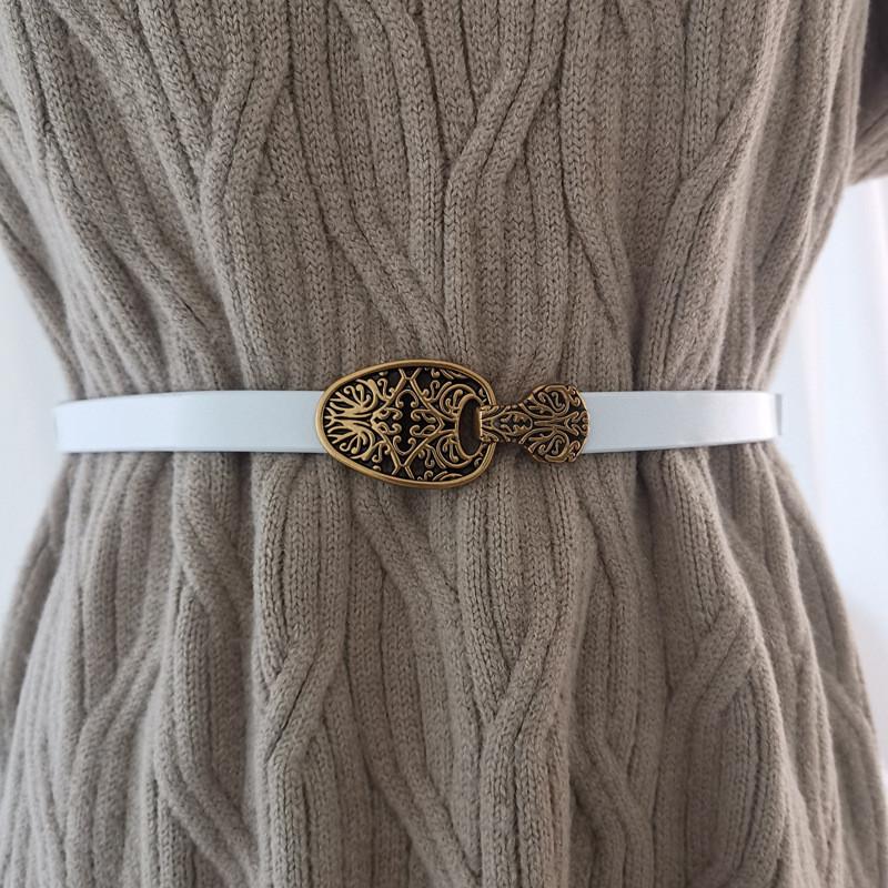 Waist Belt Leather Women Slim With Metal Clasp For Fashionable Outfits Casual