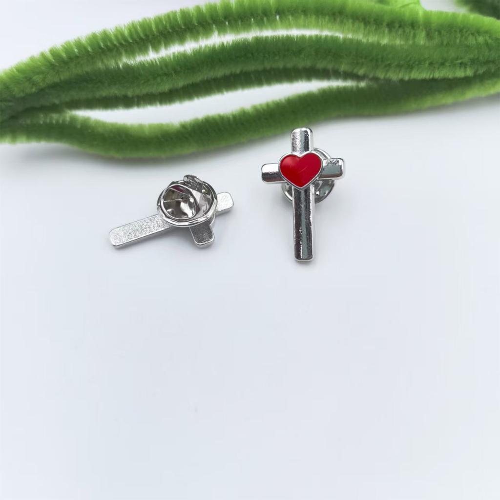 Pack of 10 Colorful Enamel Crosses and Heart Shape Pin for Fashion Accessory Styling Clothing Accessories