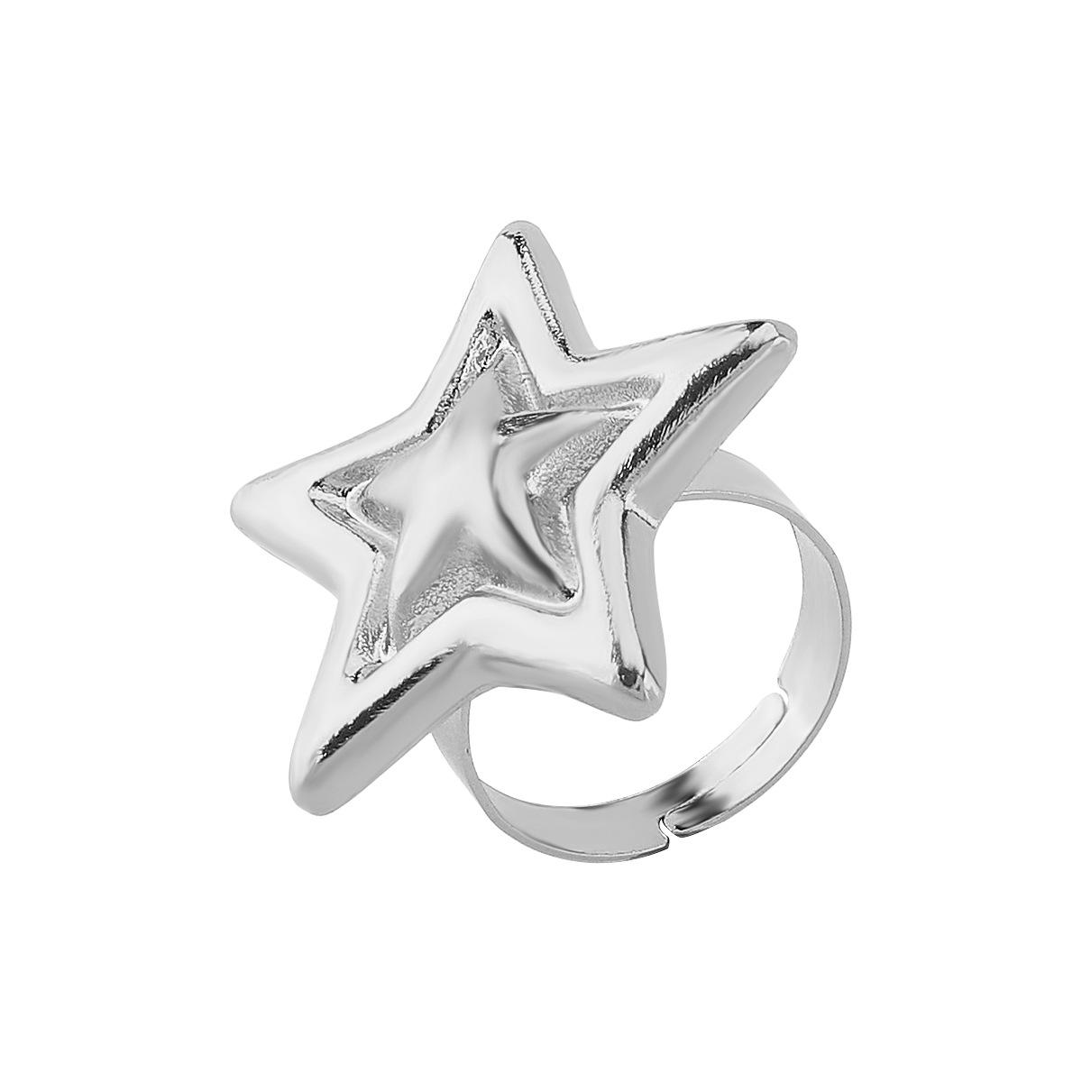

Women European Ins New Double Five-Pointed Star Stud Earrings Necklace Ring For Women Minimalist Advanced Creative Jewelry