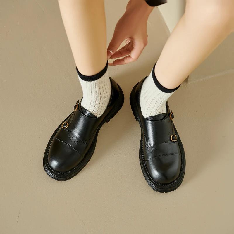 Fashion 2024 New Autumn Women Oxford Loafers Retro Chelsea Women Shoes Luxury Pumps Genuine Leather Bullock Shoes Platform Ladies Shoes