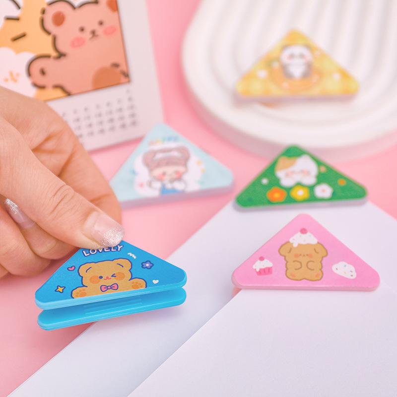 Office School Supplies Multifunctional Cartoon Color Corner Clip Student Cute Pp Note Test Paper Information Storage Triangle