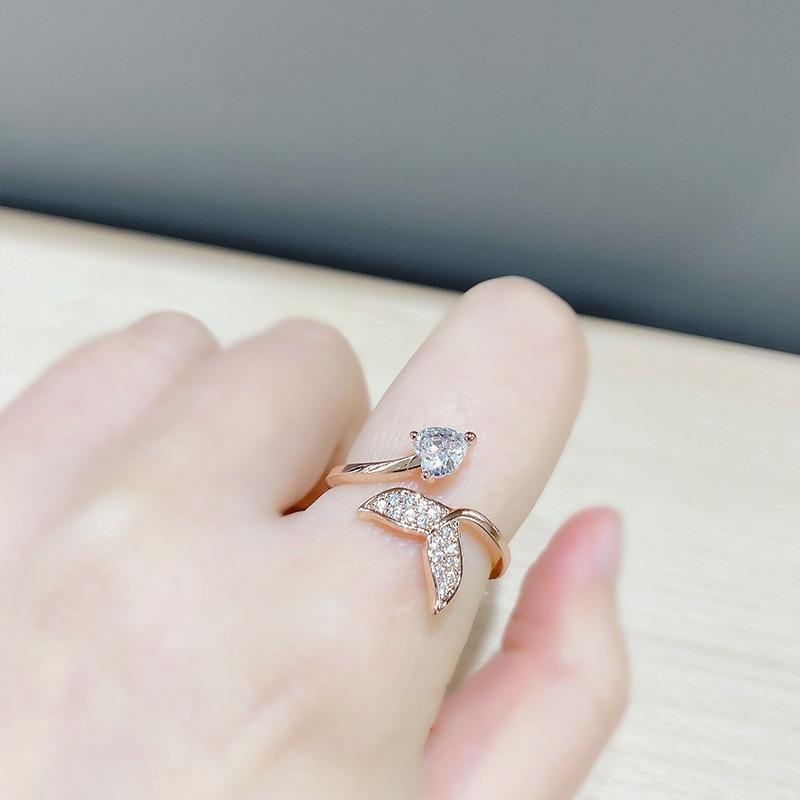Verstellbarer Damenring Fischschwanz Mode Persönlichkeit Schlicht Sauber Ins Stil Mädchen Sommer Strandurlaub Schmuck Fingerring Hochzeitsfeier Schmuck