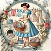 Metal Wall Art Decor Modern Laundry Girl Design Round Home Decor Kitchen Cafe Garage Wall Decoration