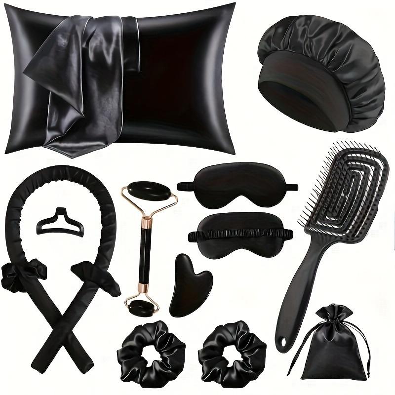 4/6/13PCS Styling Kit -Heatless Silk Curler with Sleeping Mask and Shower Cap for Women and Girls Beauty Kit for Travel and Home