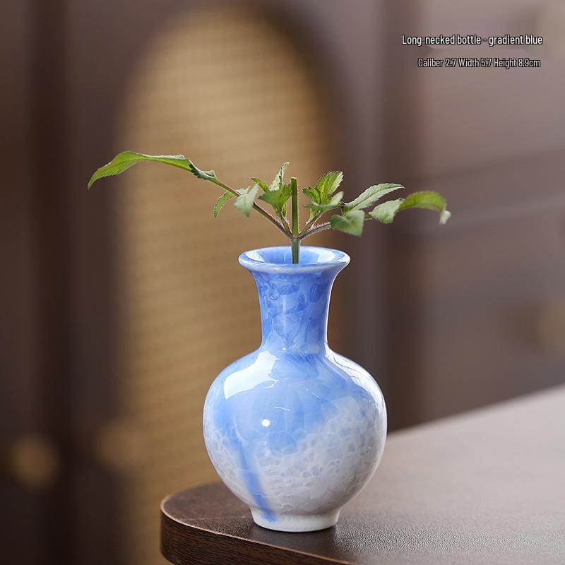 Crystalline Glaze Mini Ceramic Vase - Creative Home Desktop Ornament for Flowers