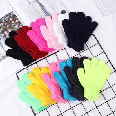 Kinderhandschoenen Herfst Winter Warm Houden Jongens Meisjes Snoepkleurige Stretch Gebreide Wanten Kinderen Volledige Vingerhandschoenen Kleding Accessoire