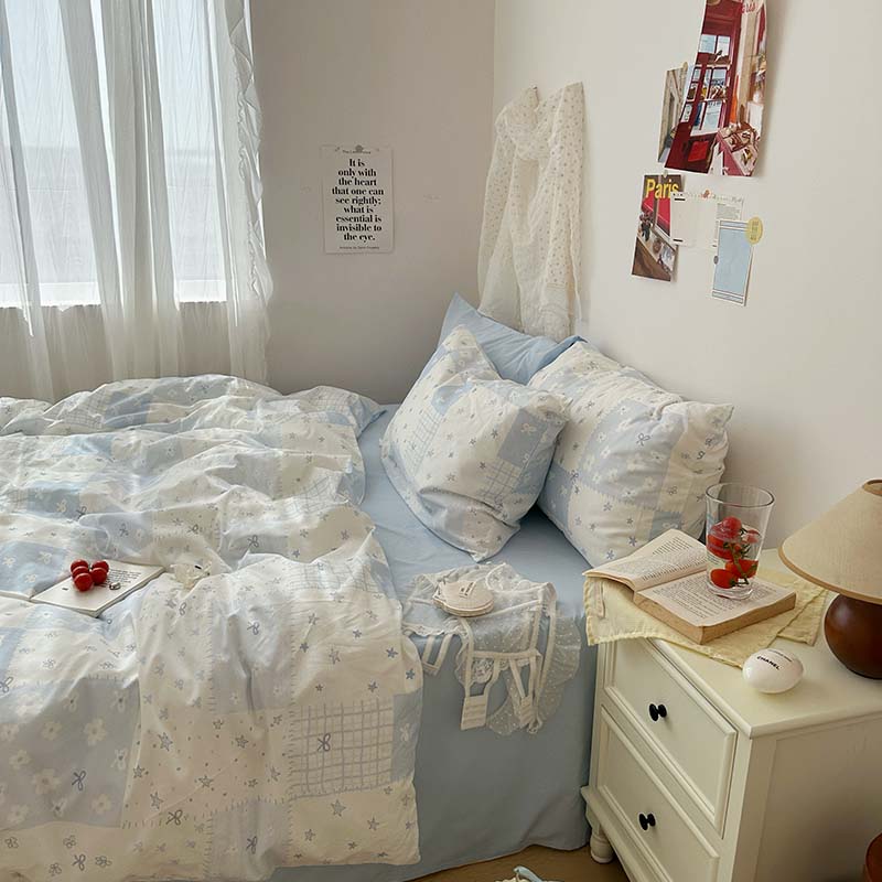 3pcs  Blue Duvet Cover Set (1*Duvet Cover + 2*Pillowcase, Without Core), Blue Bedding Set, Soft Comfortable