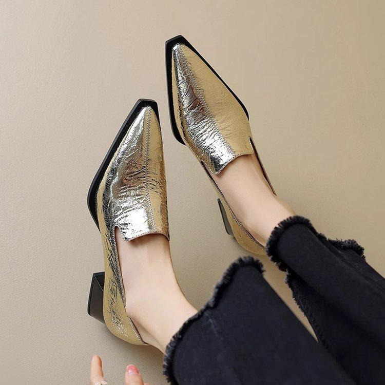 [Youshilai] Cracked soft leather pointed deep mouth high heels women's 2025 spring new fashion temperament small leather shoes