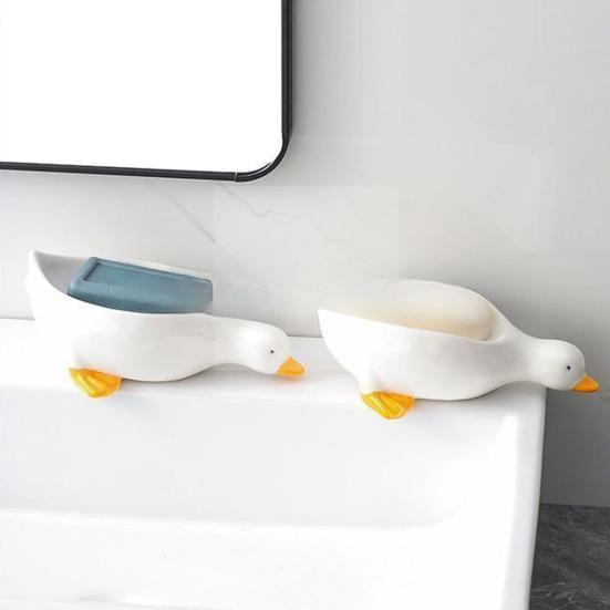 Duck-Shaped Soap Box Non-Slip Design Self-draining Easy to Clean Universal Soap Holder Bathroom Decoration