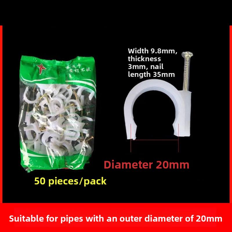 50pcs Cable Clips 4/6/8/10/12/14/16/20mm Wire Clips Nail In Clips Tacks Coaxial Nail Clamps Nails for Cords