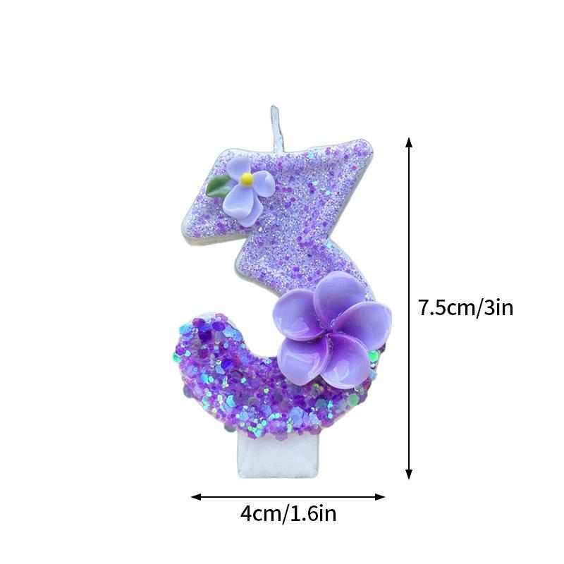 Fairy Birthday Number Candles Purple Pink Digital Candle 0-9 Number Cake Topper Girls Birthday Party Cake Decoration Supplies