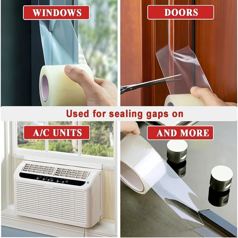 10m Window Sealing Tape Transparent Self Adhesive Draft Stopper for Doors Windows Glass Gaps Windproof Waterproof Soundproof