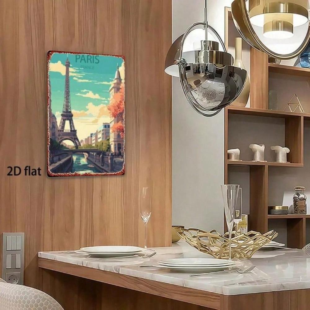 Vintage Metal Eiffel Tower Sign Paris Wall Decor 30x20cm Retro Kitchen Bar Restaurant Home Decoration