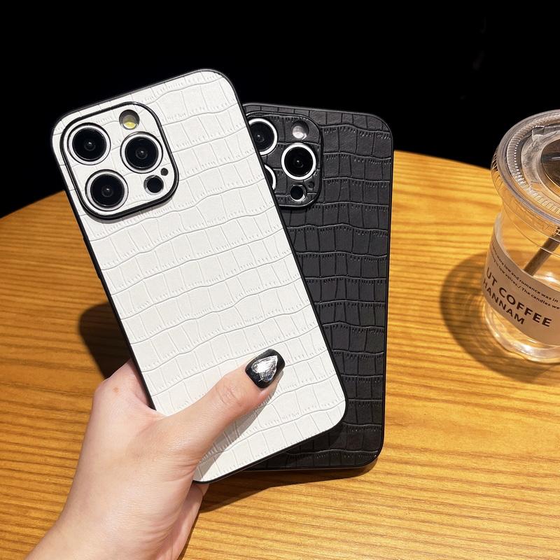 

Роскошный чехол для телефона с крокодиловым принтом для iPhone 15 14 Pro Max 13 Pro 12 11, простой кожаный противоударный тонкий мягкий чехол iPhone 15 чёрный