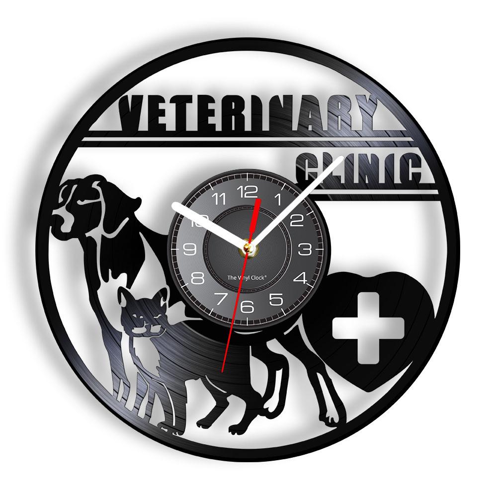 Veterinary Clinic Veterinarian Wall Clock Dog And Cat Care Veterinary Hospital Vinyl Record Wall Clock Animal Lovers Vet Gifts