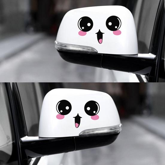 Funny Smiling Face Mirror Stickers Car Rearview Auto Vehicle Decoration Decals