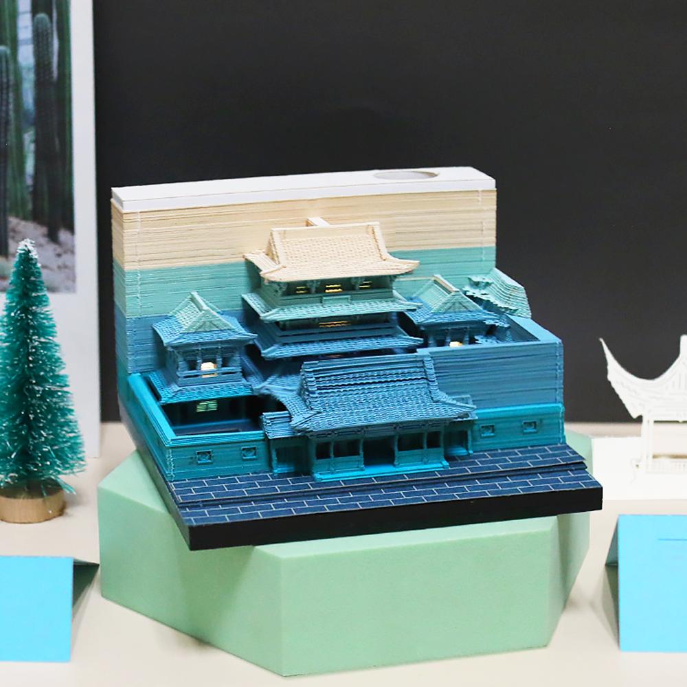Original Design Office Decoration Gift Paper Sculpture Building Model Zhang Mansion Decompression 3D Memo Pad