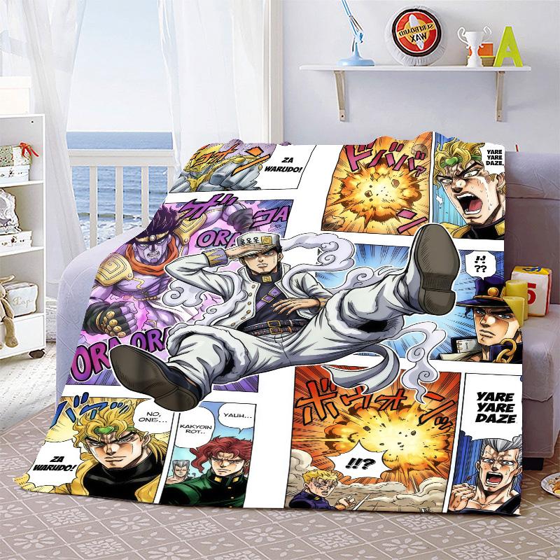 JoJo Anime Lightweight Flannel Blanket Soft Warm Throw Cozy Blanket for Sofa Bed Home Decor -QJY