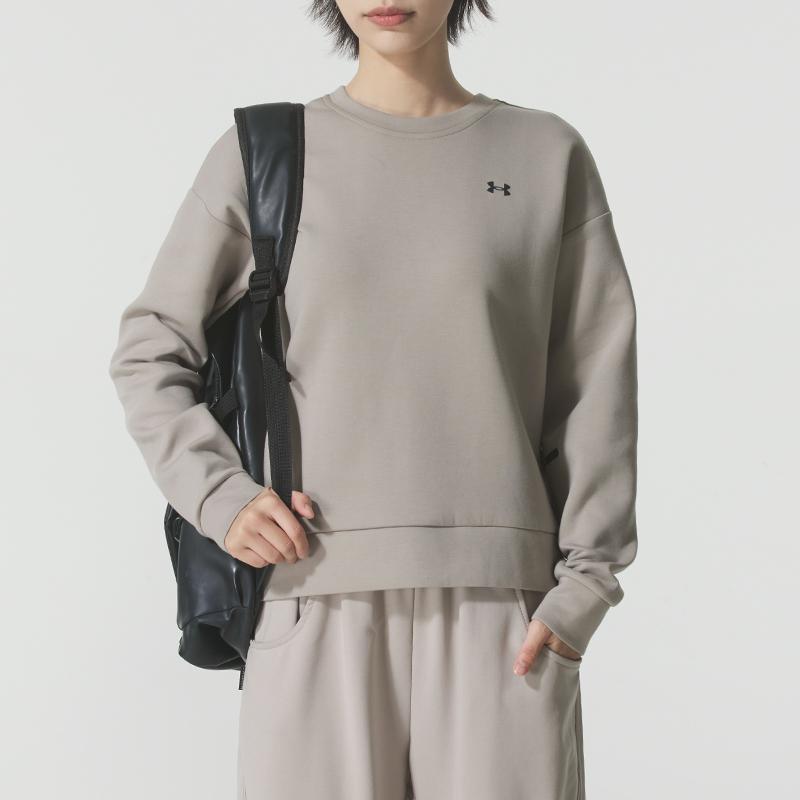 Under Armour Unstoppable Solid Training Hanorac cu mânecă lungă și gât rotund, cu croială largă, pentru femei, Hanorac Buffalo Kaki 1379835-203